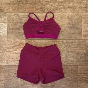 Tiger Friday Magenta Strappy Sports Bra and Shorts Set